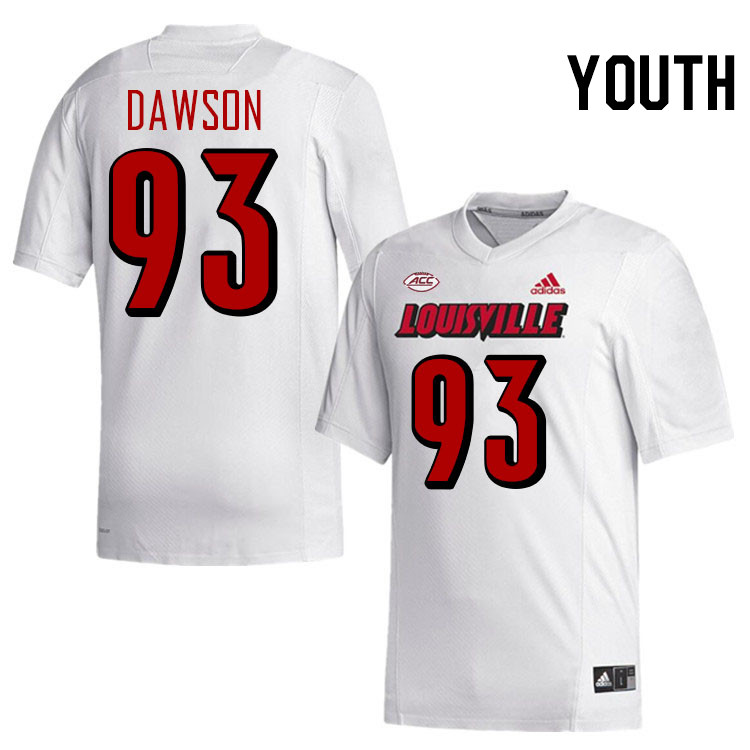 Youth #93 Jared Dawson Louisville Cardinals College Football Jerseys Stitched-White